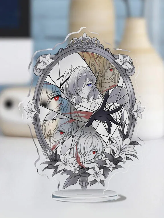 Merch example by Nekopon. A small sticker of a woman with pink hair.