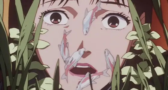 Mima among the fish tanks